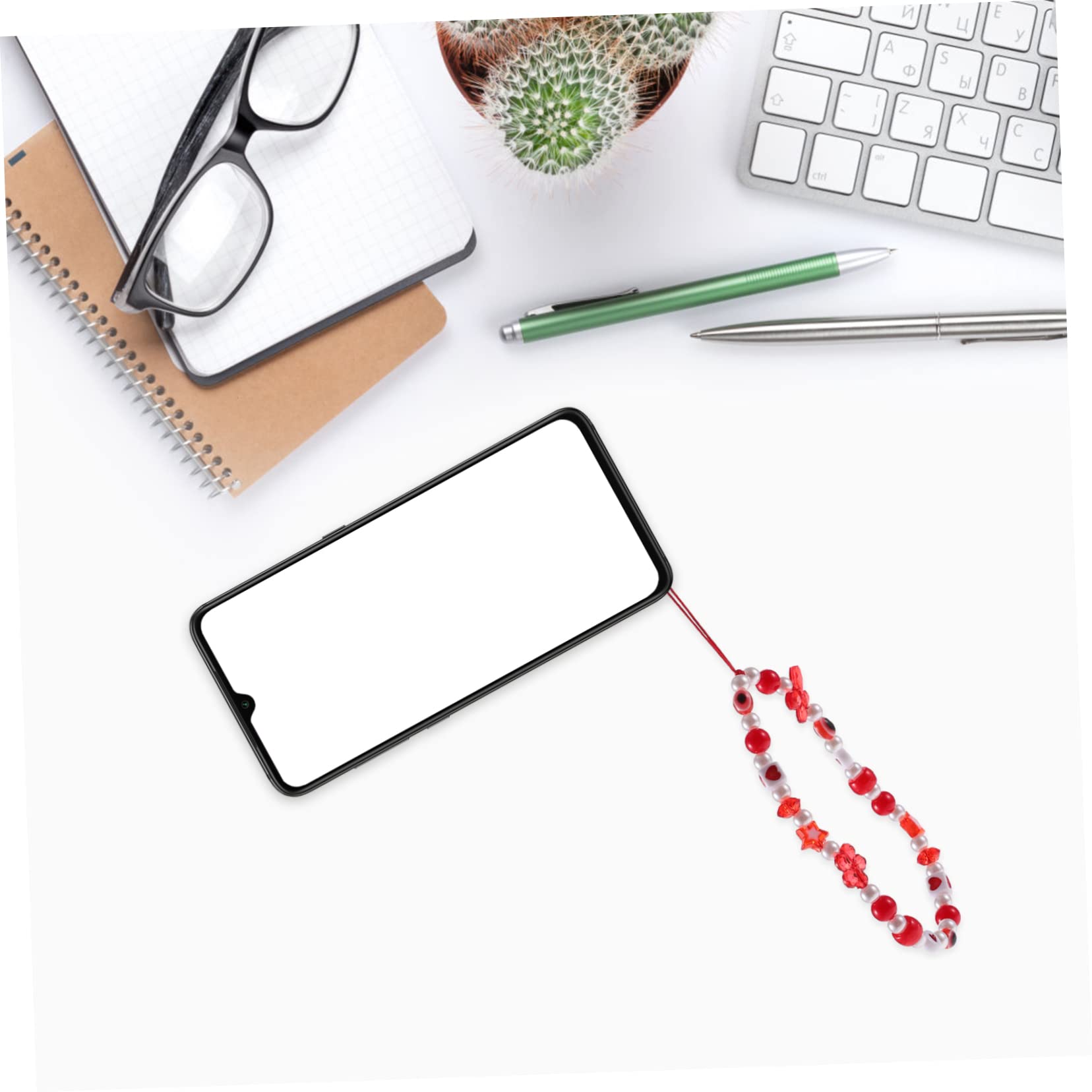 SHINEOFI Cadenas De Teléfono Con Cuentas De Ojo Suerte Decorativas Y Multiusos Para Smartphones Y Accesorios Rojo Y Blanco