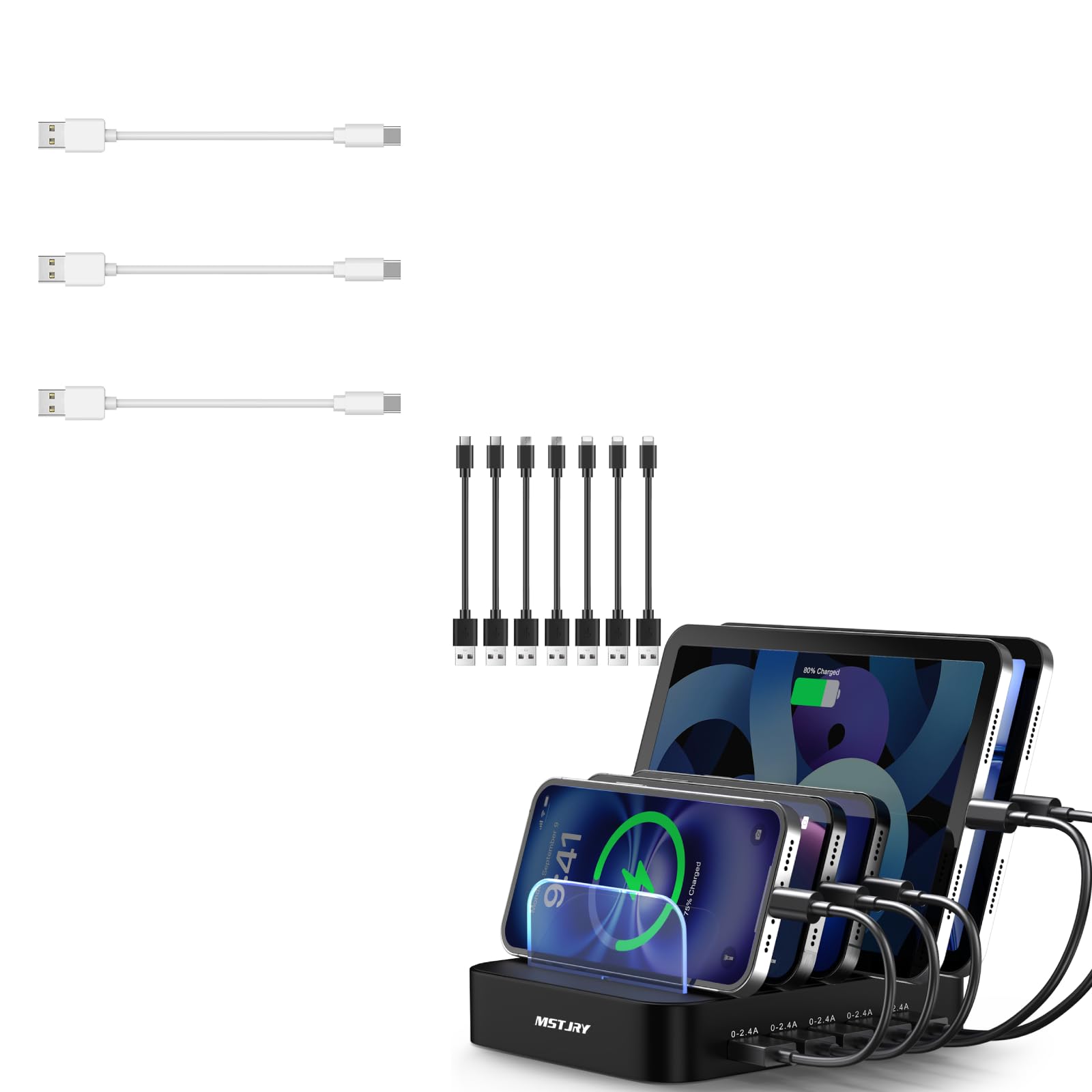 MSTJRY 5-Port USB-C Charging Station with Cables thumbnail 2