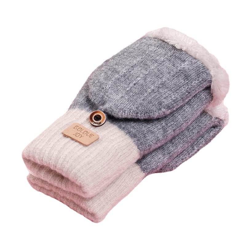 ORISH Fingerless Touchscreen Gloves Winter Knit Warm Stretchy Wrist Mittens Pink Fingerless Gloves for Women (Gray(fleece fingerless))