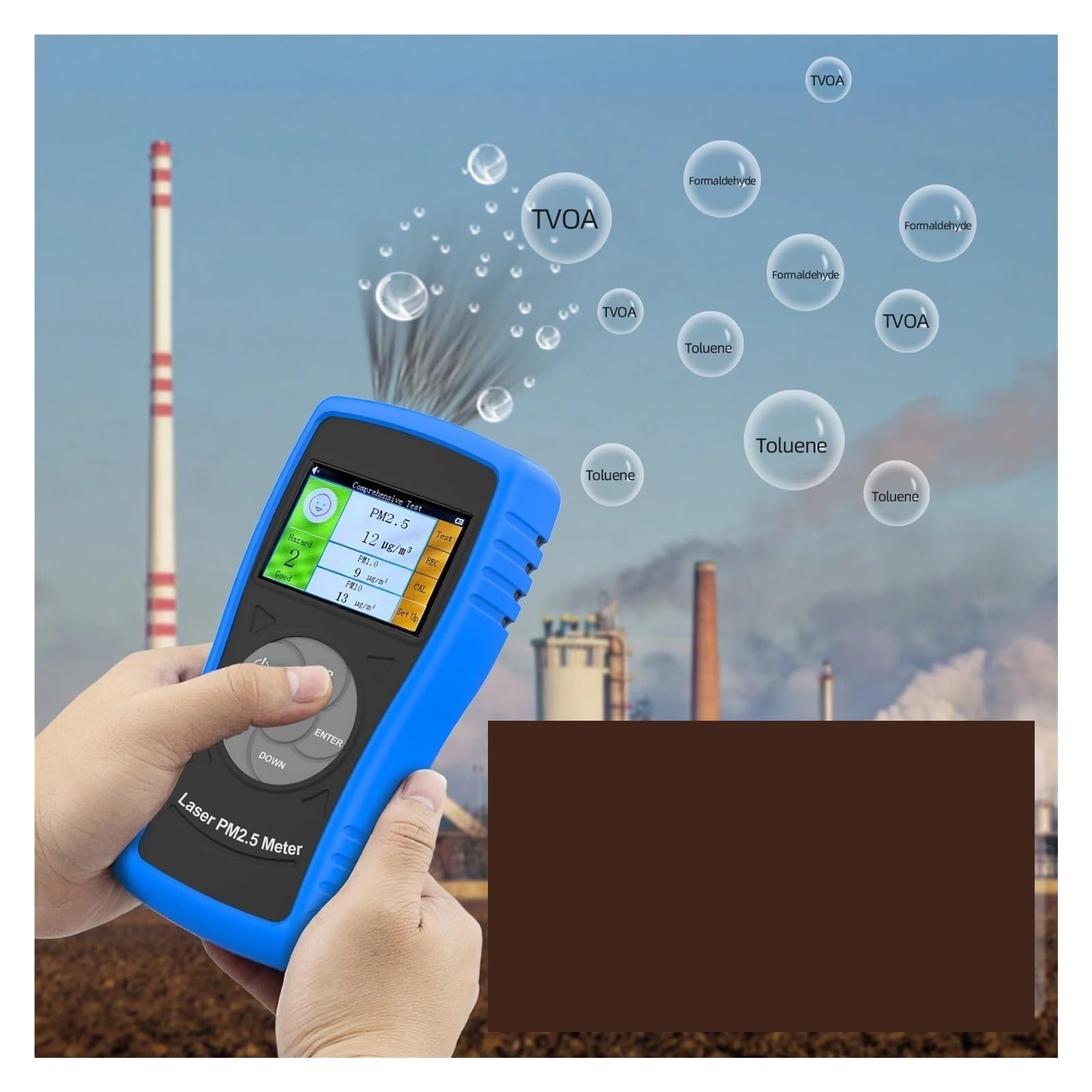 Detector De Gases, Detector De Gas Digital Partículas Aire BT-5800M PM2.5 PM10 Medidor Calidad Alarma Recargable para El Trabajo Y Hogar