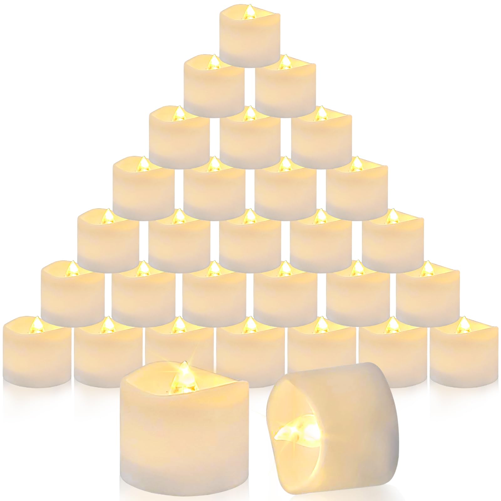 RDDAIPE Velas Led 30 Piezas, Vela Sin Llama, Velas a Pilas, Velas Parpadeantes Sin Llama, Velas Electricas, Artificiales, Blanco Cálido, para Navidad, Halloween, Bodas, Fiestas, Decoración del Hogar