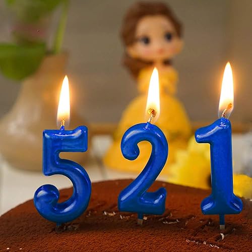 Miniatura 6 de Velas de cumpleaños azules 5 velas 5 cinco años pastel Bady Número romano Número de vela número fresco número 50 51 52 53 54 55 56 57 58 59