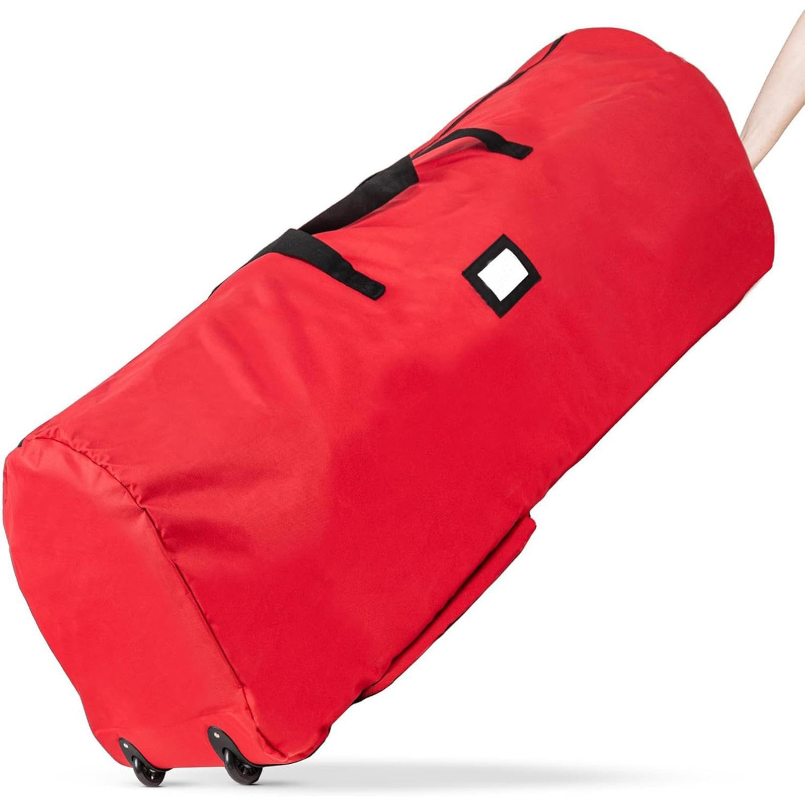 Sac de Rangement Arbre de Noël avec Roues et Poignées Protection Complète par Fermeture Zippée Tissu Oxford Résistant Adapté Au Transport et Au Stocka, Rouge 122x38x51cm