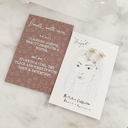 Miniatura 2 de HONEYCAT Aretes pequeños con piedra natal (piedras naturales) en oro, oro rosa o plata Joyería minimalista y delicada