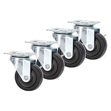 Wheel, 4Pcs Low Noise 2in Brake Caster Standard Size Wear Resistant Double Ball Bearing for Household Car Trolley