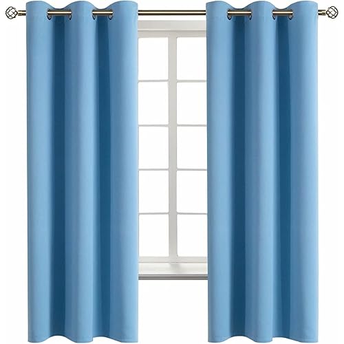 BGment Blackout Curtains - Grommet Thermal Insulated Room Darkening Bedroom and Living Room Curtain, Set of 2 Panels (42 x 63 Inch, Sky Blue)