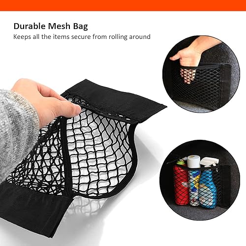 Miniatura 6 de Luckybay Paquete de 2 unidades de red de carga universal para automóvil, red de almacenamiento de calcomanías de pared, bolsa de malla para