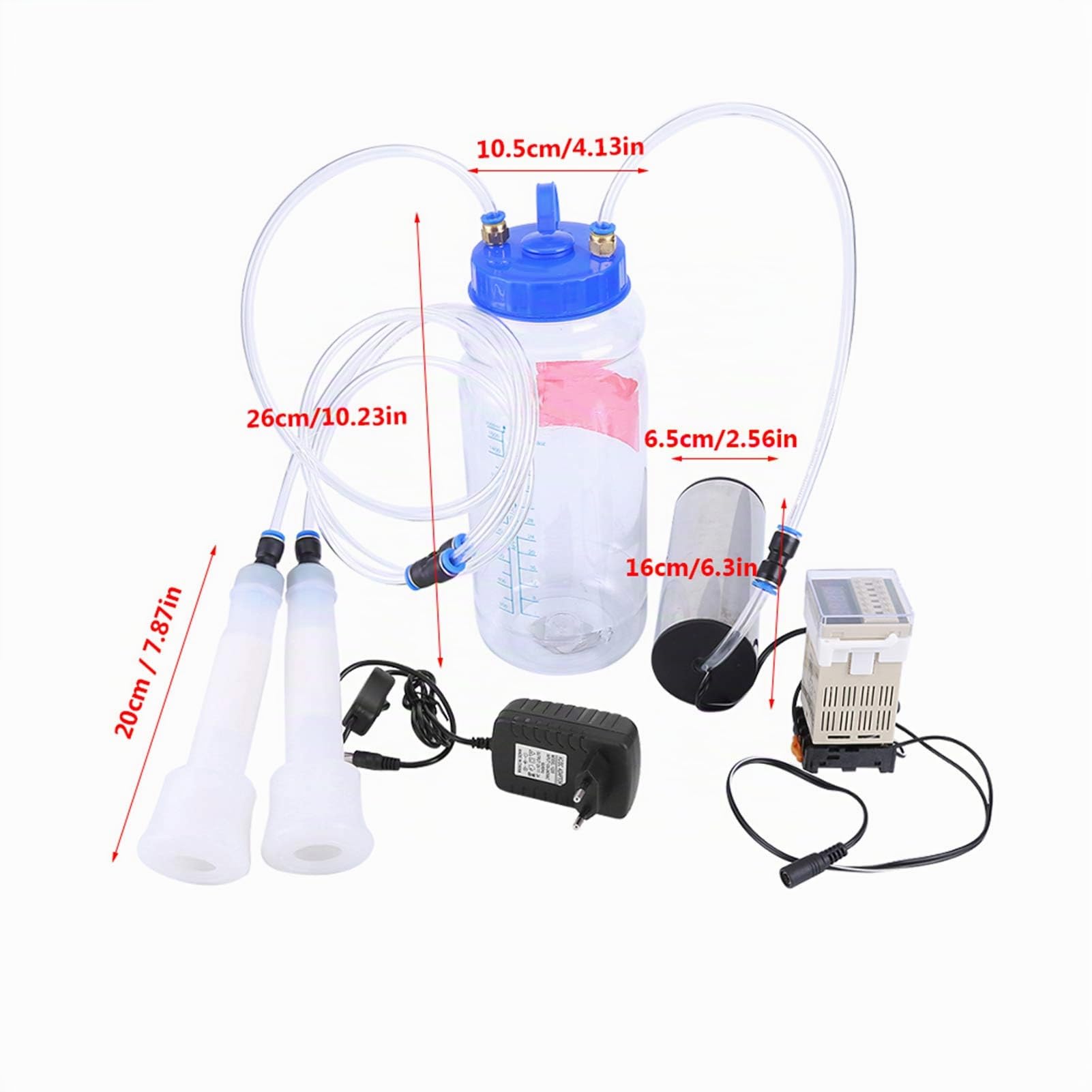 Machine à Traire Électrique 2L, Kit de Traire Portable pour Vaches avec Pompe à Vide à Traire Pulsée Machine à Traire de Chèvre à Double Tête Machine à Lait