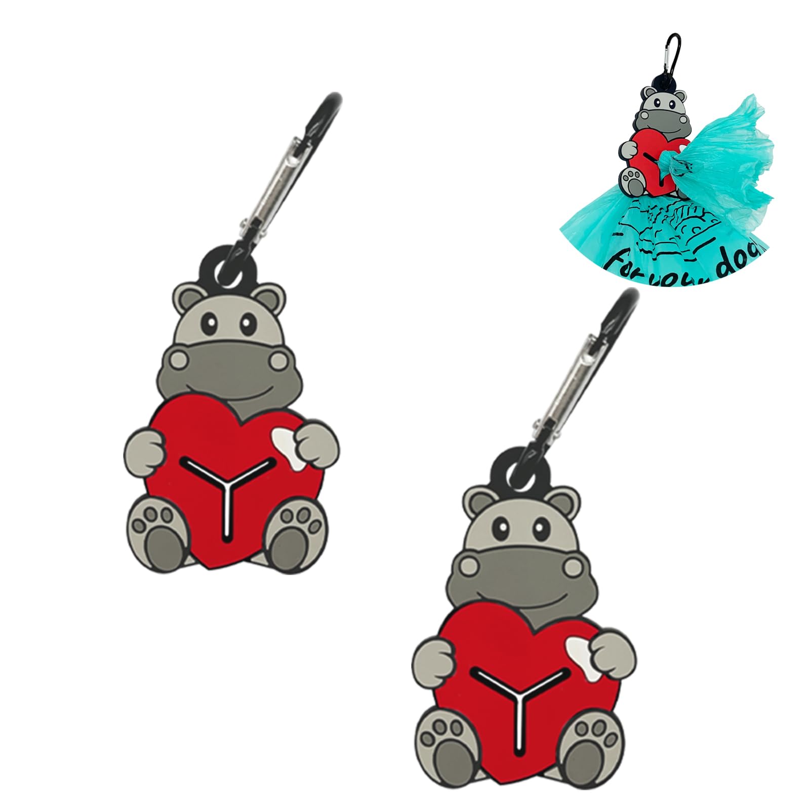 YUCHIYA Silicon Dog Waste Bag Dispenser - Hands-free Poop Bag Holders for Leashes - Dog Walking Accessories - Hippo