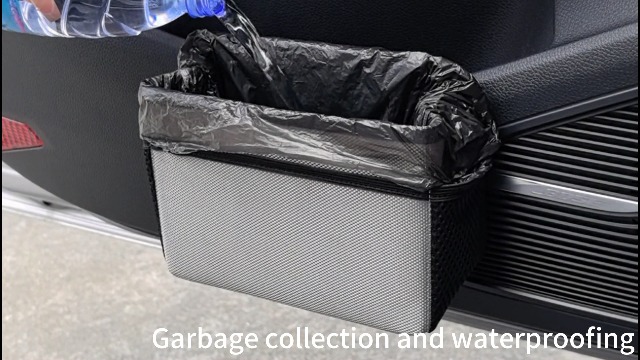 Image of Car Trash Can, Foldable Multifunctional Hanging Storage Box Trash Can with a Roll of Garbage Bag, Multi Pocket Design Suitable for Car, Home, and Office Car Trash Cans (Grey)