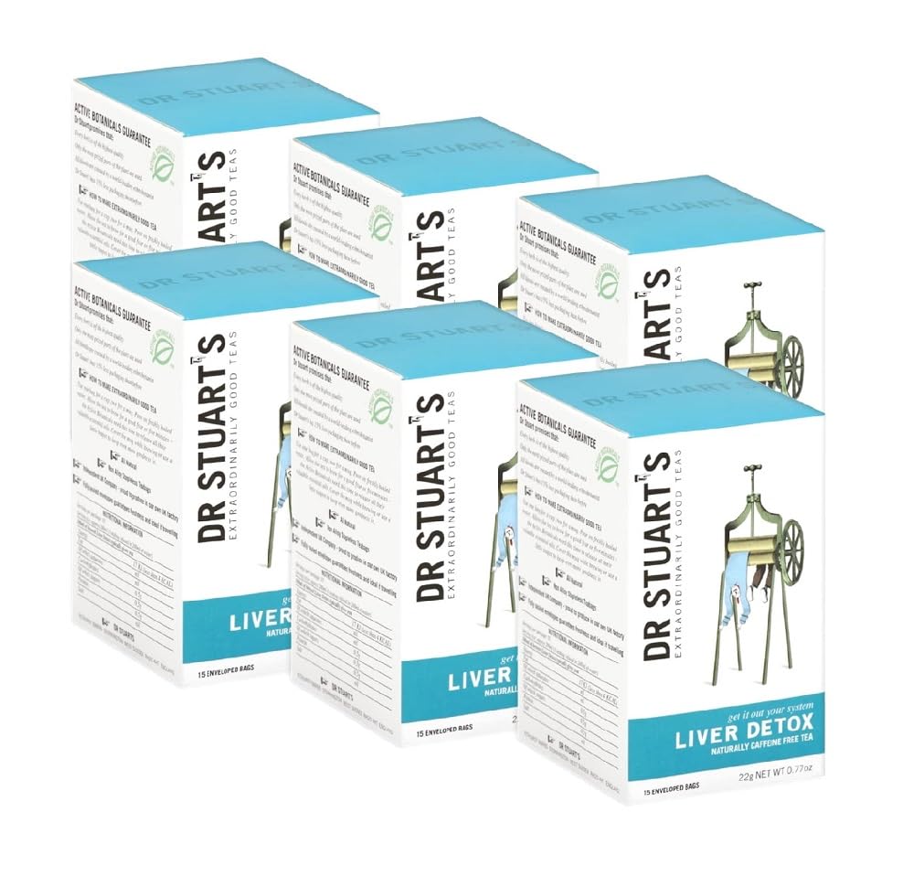 Dr Stuart's Liver Detox Tea - 90 Teabags (15 bags x Pack of 6) | with Dandelion Root, Centaury Herb & Milk Thistle | Supports Healthy Liver | Naturally Caffeine Free