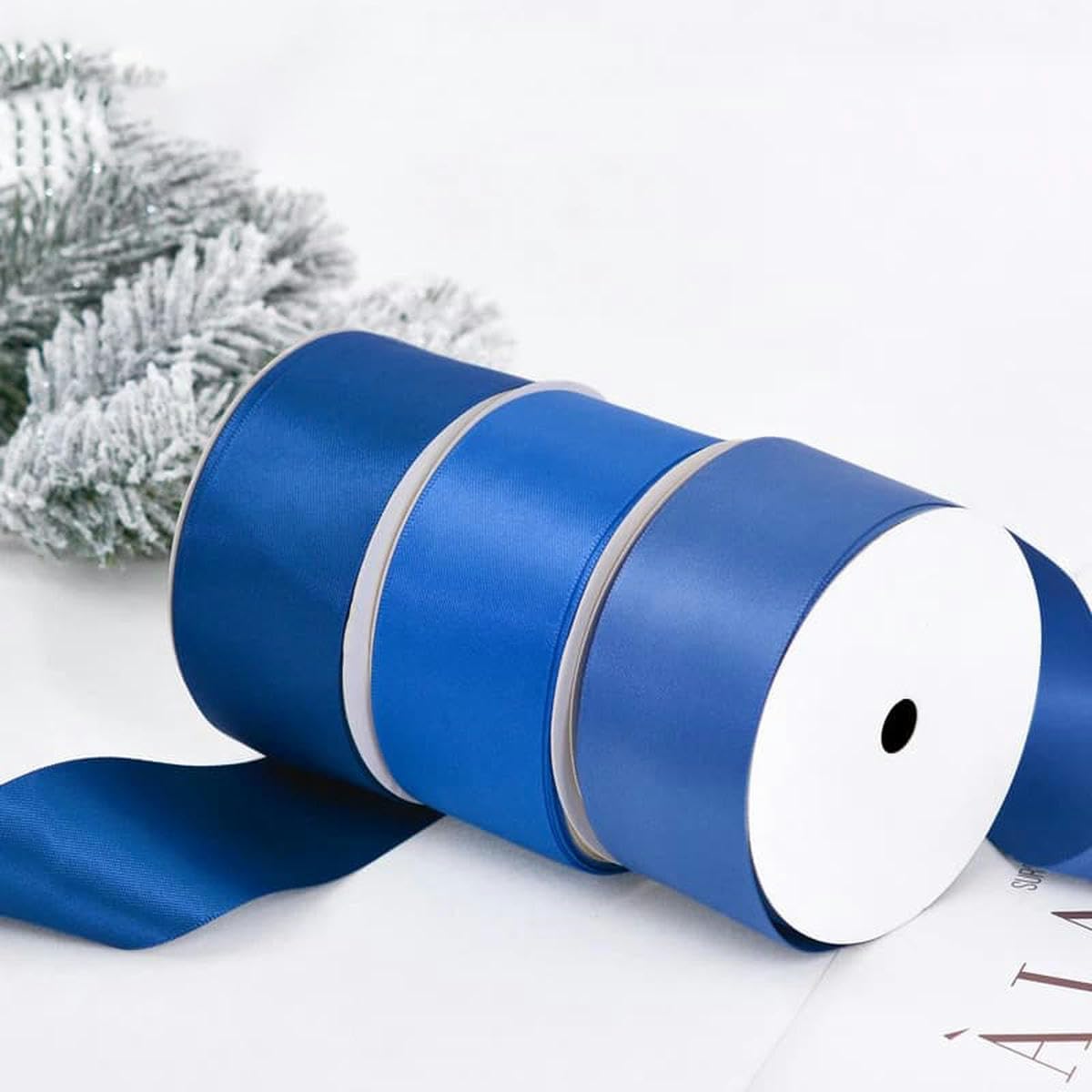 25 28 32 38 mm 100 Yards/Los doppelseitiges Satinband hell- und dunkelblau für Party-Hochzeitsdekoration handgefertigte Rosenblüten-Stockente 342–38 mm