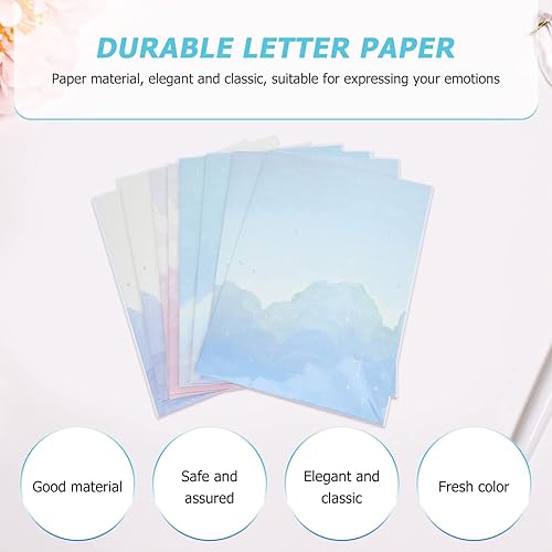 Miniatura 9 de Operitacx Papel de papelería en la nube para escribir letras B5, papel estacionario para tarjetas de felicitación, invitaciones, cartas