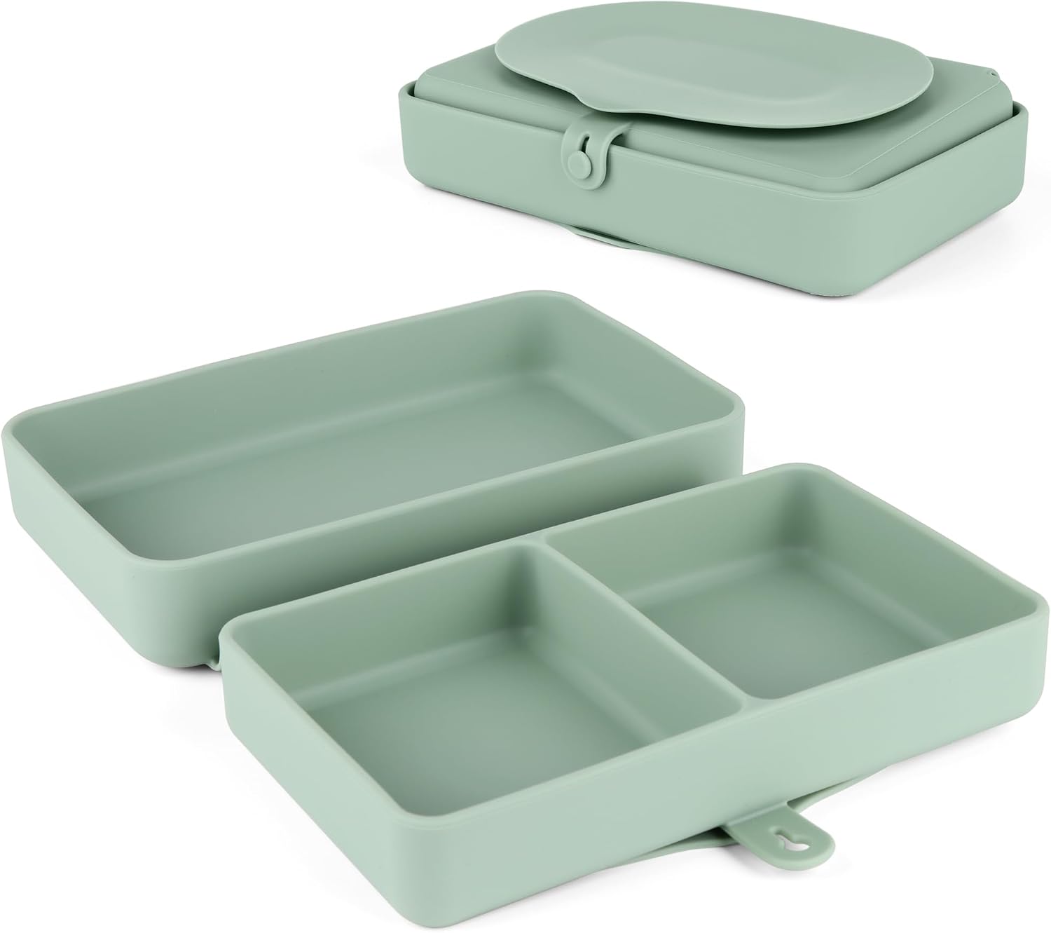 Silicone Baby Plate, Foldable & Compact Food Grade Silicone Plates, Foldable Toddler Travel Essential with Suction for Toddlers (Cambridge Blue)