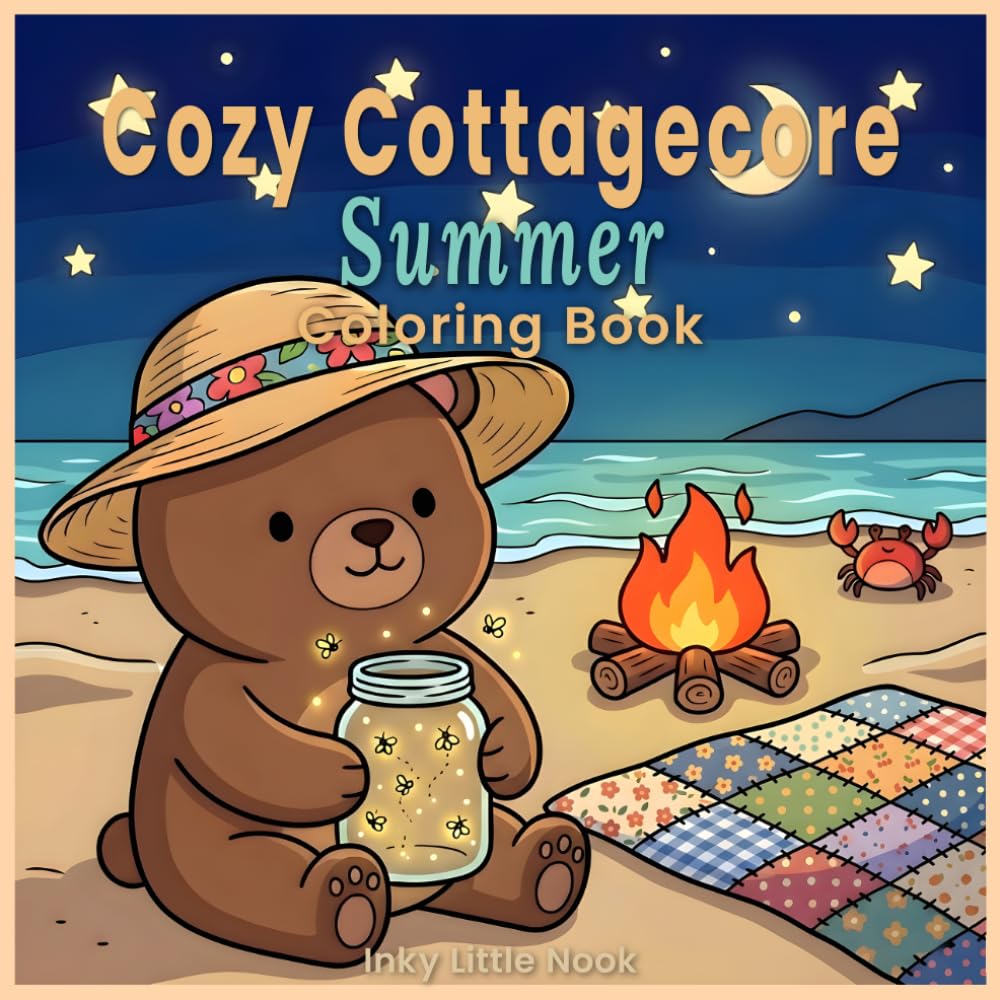 Cozy Cottagecore Summer Coloring Book: Relaxing Coastal Cottage Aesthetics, Bold and Easy Seaside, Magical Midsummer Nights, and and Cozy Ocean Vibes Coloring Pages