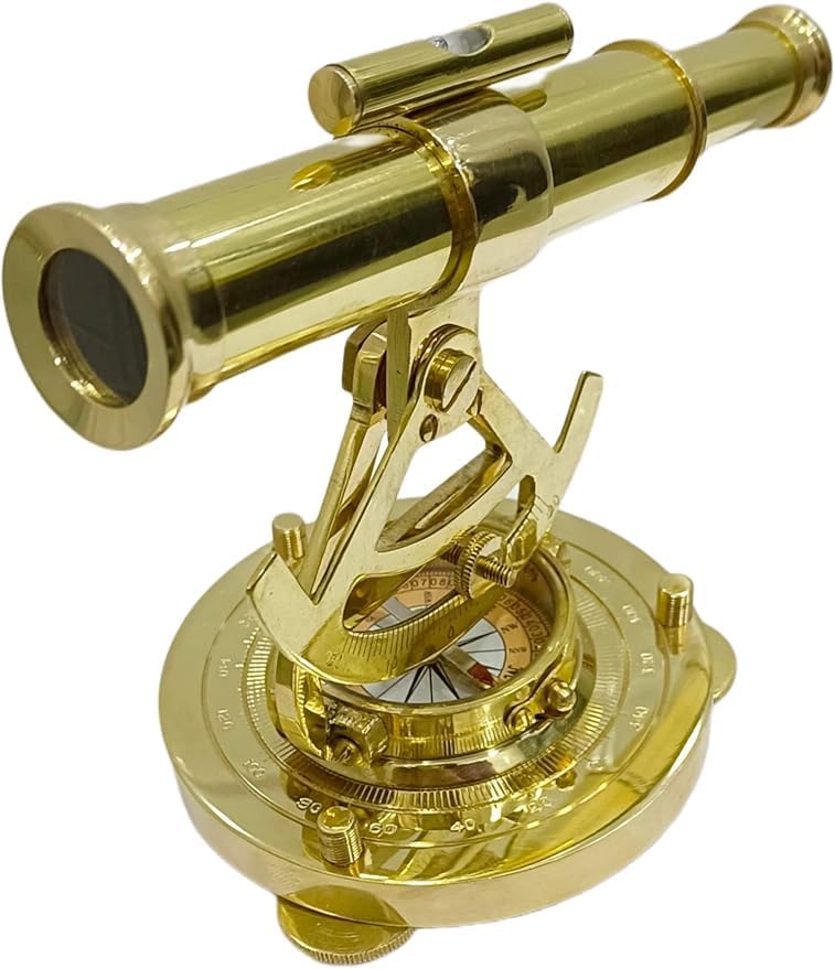 Nautical Brass Finish Alidade Telescope with Compass Home ~Office Decorative Item Survey Instrument Best Gift Item