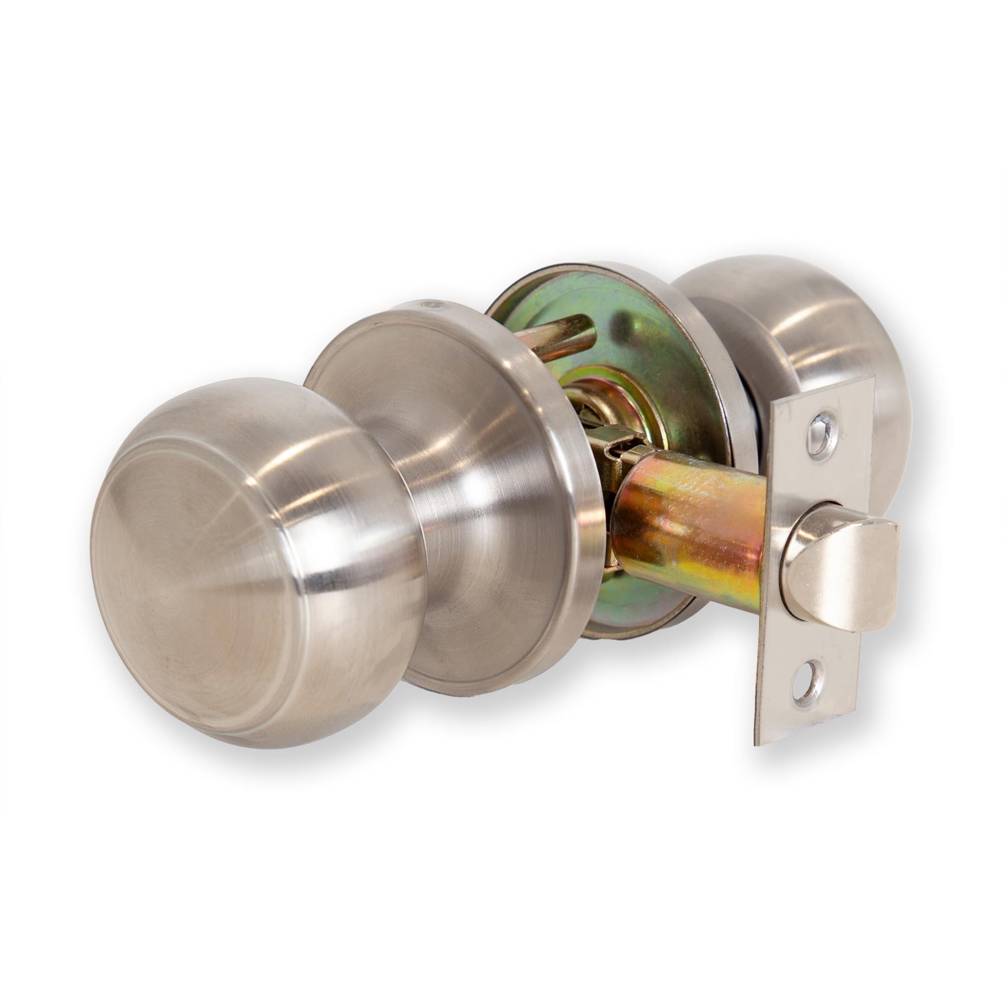 Xfort Satin Chrome Bello Passage Knob Set Door Knob For Internal Wooden Doors, Complete Set With Tubular Latch