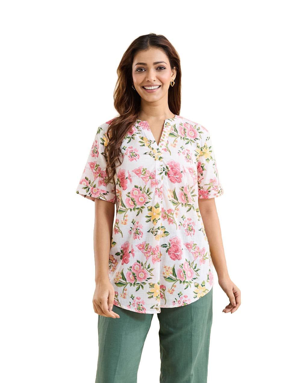 White Cotton Hand Block Printed Tunic-image-44