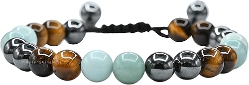 Miniatura 111 de Natural Healing Crystal Bracelet for Women - Mens Bracelet Energy Balancing Gemstones Set - Adjustable Stone Bead Bracelet for Men and Women - Anger