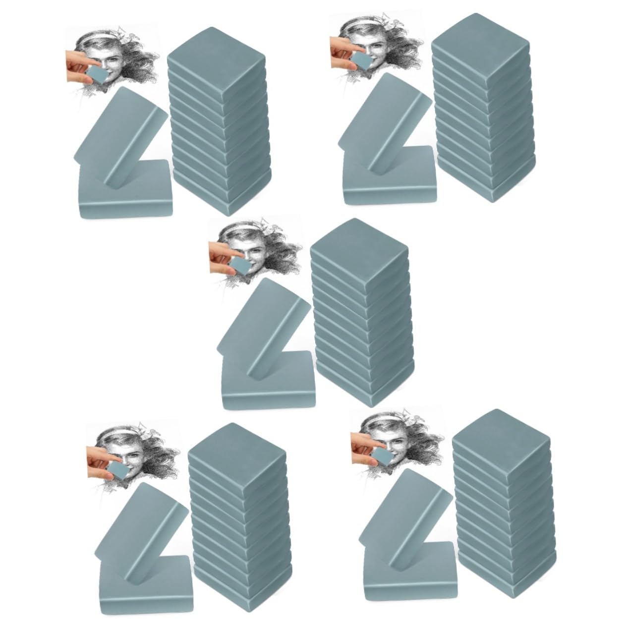 DOITOOL 5 Sätze Knetgummis Für Zeichnungen Formbare Radierblöcke Vielseitige Künstlergummis Für Präzises Zeichnen Skizzieren Und Schulbedarf 12 Stücke * 5