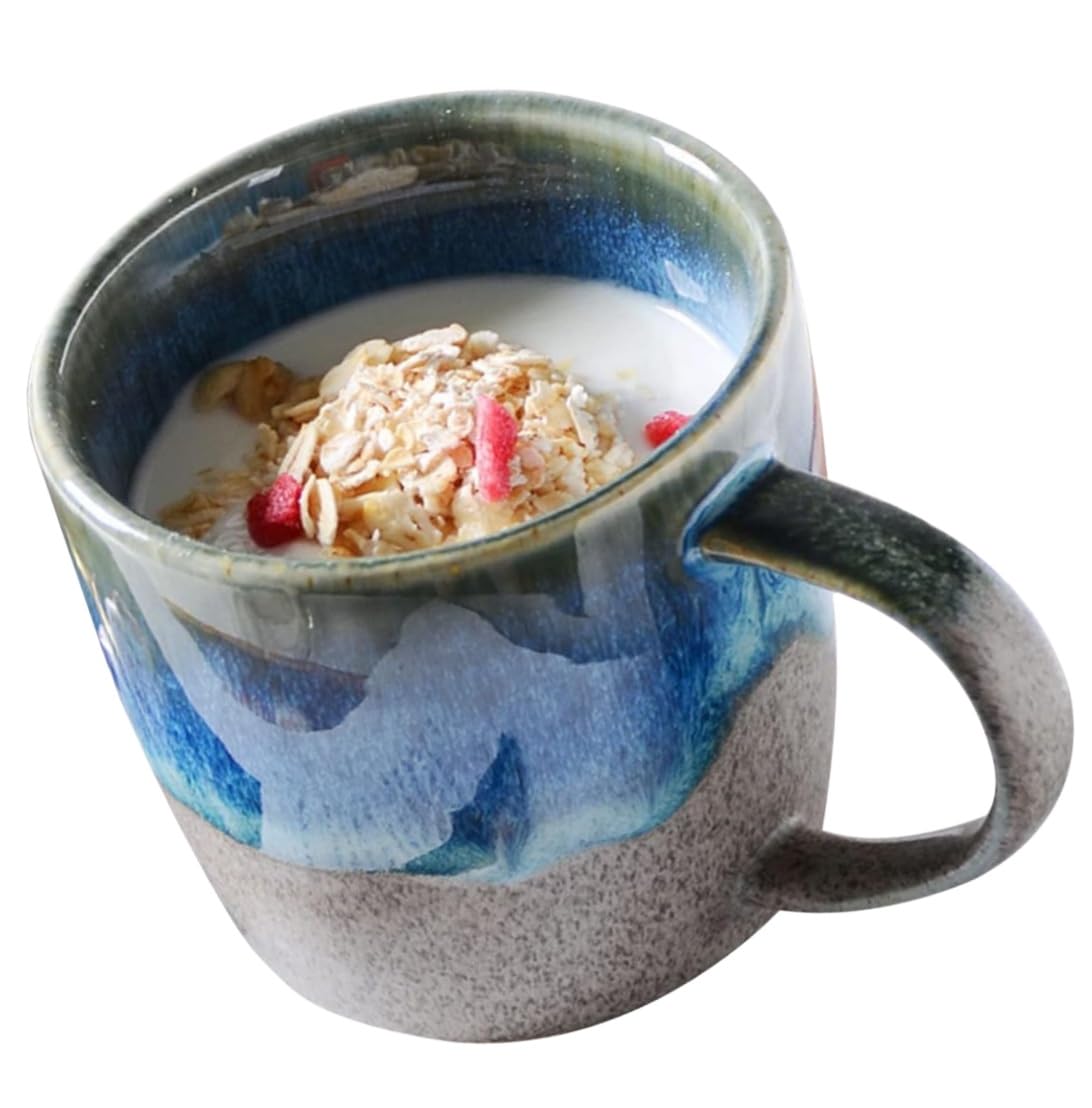 Tasse rétro en céramique bleue en porcelaine fine pour le dessert