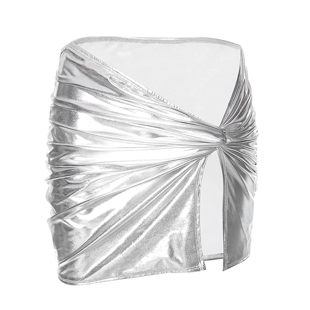 Amazon.com: Women's Sexy Sequin Ruched Wrap Hem Asymmetrical