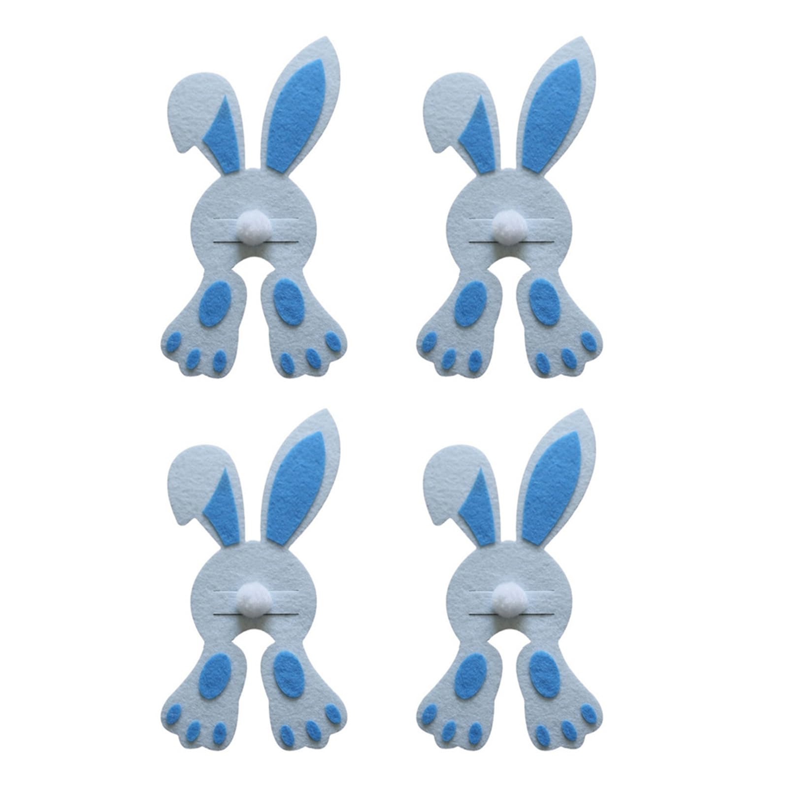 MICFENY 4Pcs Easters Cutter and Fork Holder Pocket Cutlery Bag Rabbits Shape Silverware Holder Cookware Organizers Decoration