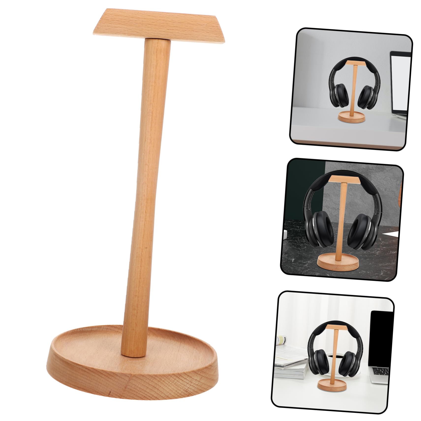 NUOBESTY Supporto Cuffie in Legno per Uso Ufficio e Camera, Gancio Multifunzionale per Cuffie