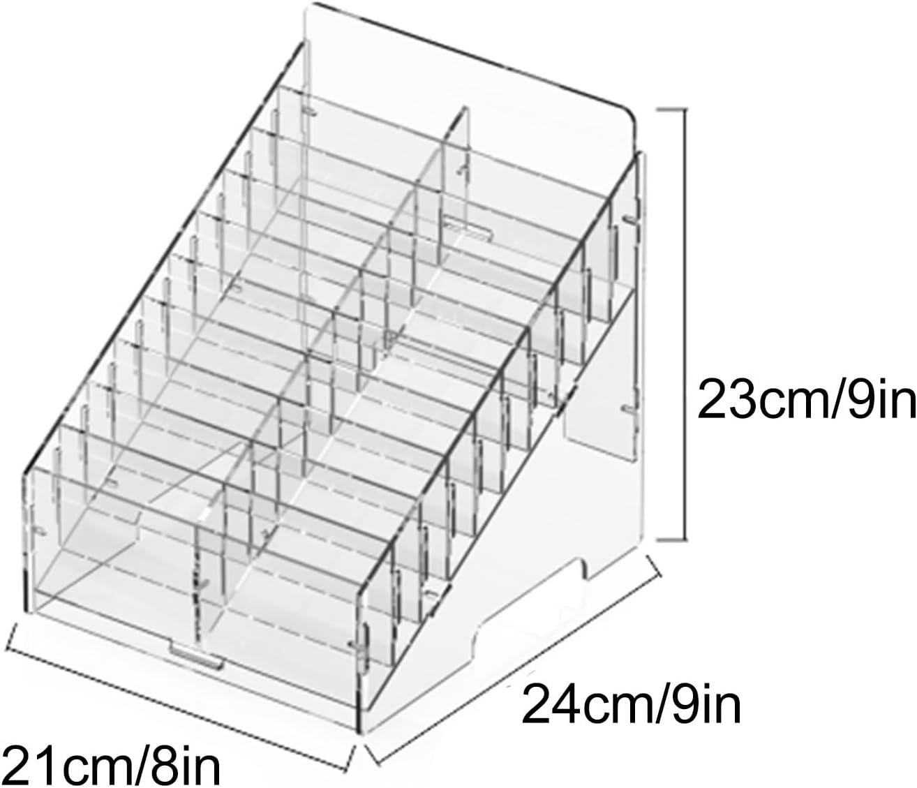 Acrylic Clear 12/18/20/24/30/40 Slots Cell Phone Holder Multiple Pocket Chart Desk Organizer, Multifunctional Storage Box Supplies(21x24x23cm/8x9x9in)