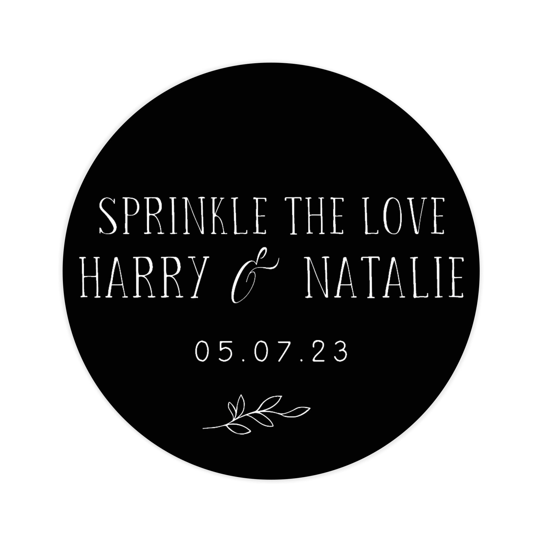 Personalised Sprinkle the Love Wedding Stickers | Wedding Labels | Favor Sticker | Wedding Favors Thank You Stickers | 35 Round Stickers - per Sheet (Black)