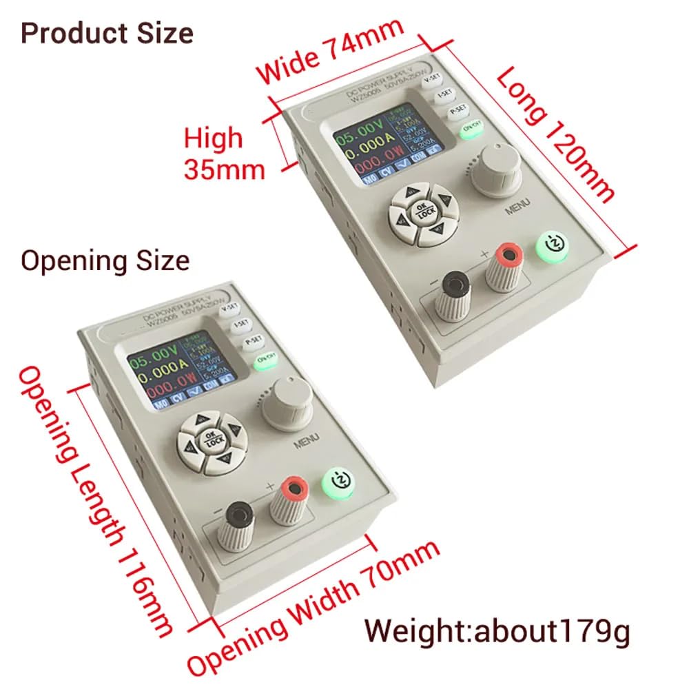DollaTek Zasilacz pr?du sta?ego z regulacj? wyj?cia DC0-50V 5A 250W zasilacz prze??czaj?cy z 4-cyfrowym wy?wietlaczem LCD do sprz?tu laboratoryjnego i testów elektronicznych