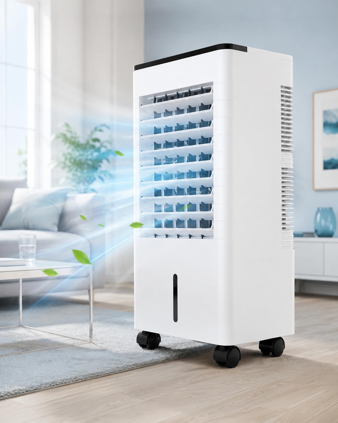 Pedenencelia Multicolor 9L Portable Evaporative Air Cooler, 75W Swamp Cooler Fan With Humidifier, 4 Ice Packs, Remote, Led Touch Panel, 3 Speeds, 3 Modes, 12H Timer, Oscillation For Room Bedroom Office