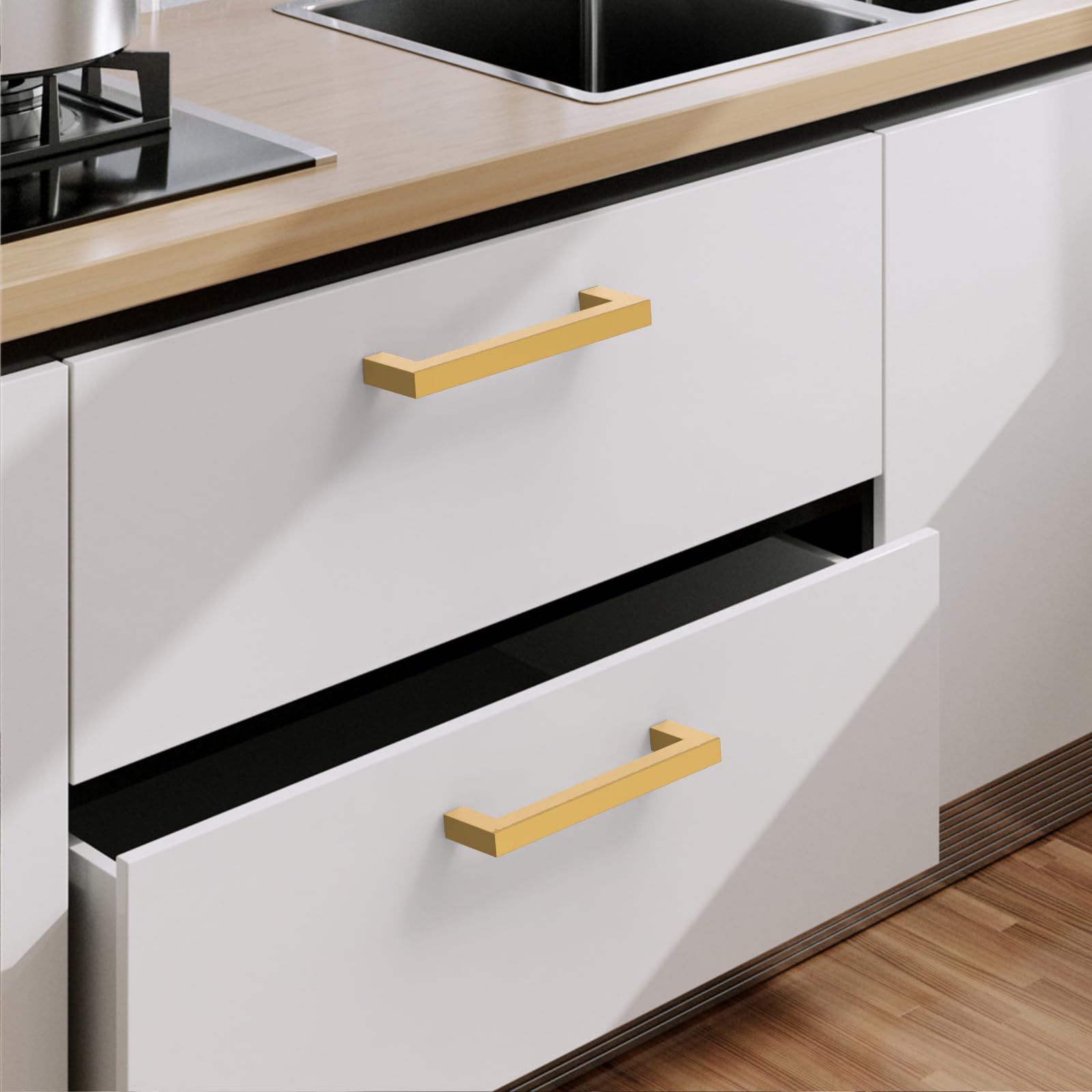10 Pack 5 Inch 128mm Gold Kitchen Cabinet Handles Hardware - View #6