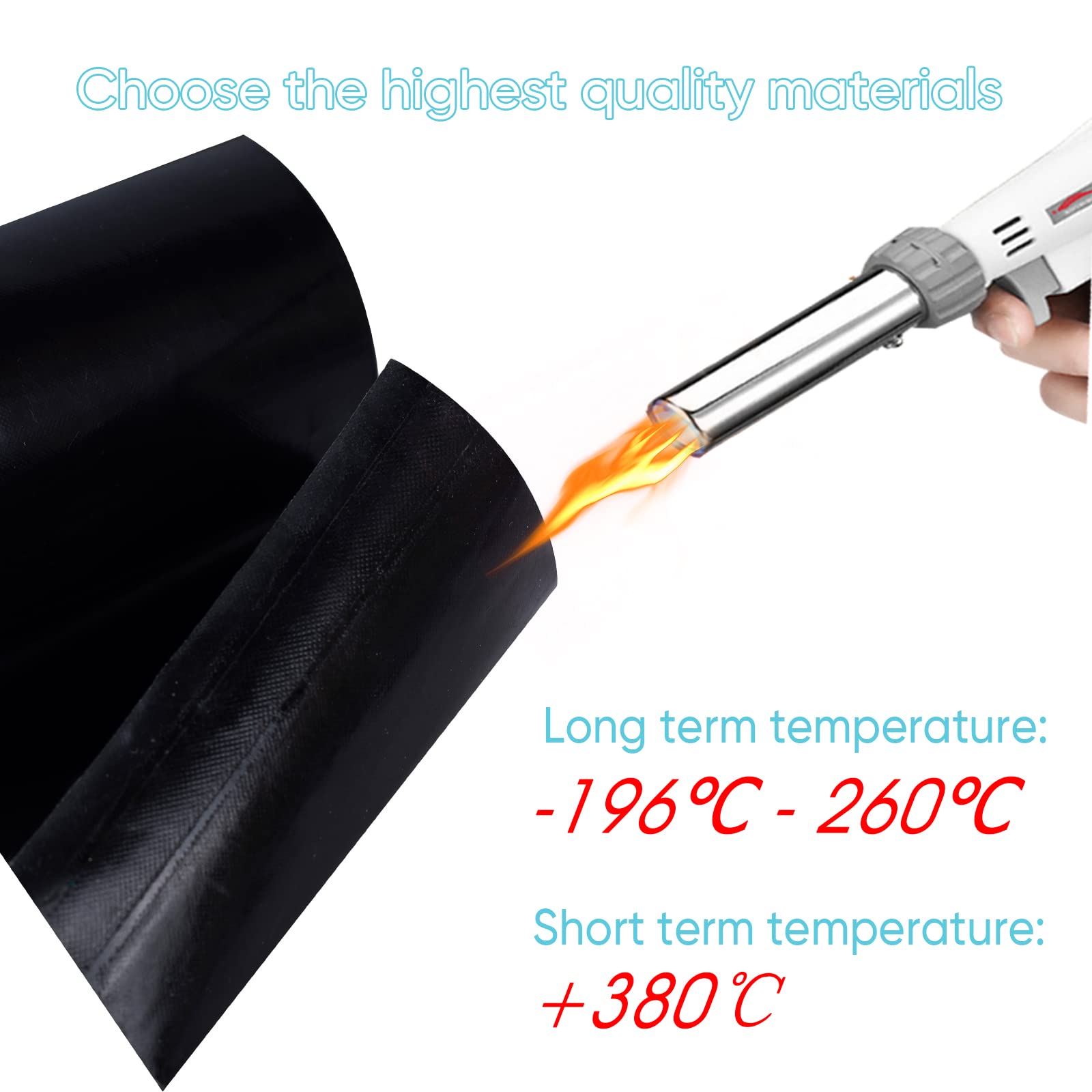100mm black color ptfe fiberglass high temperature tape ptfe teflon tape -196℃ - +300℃