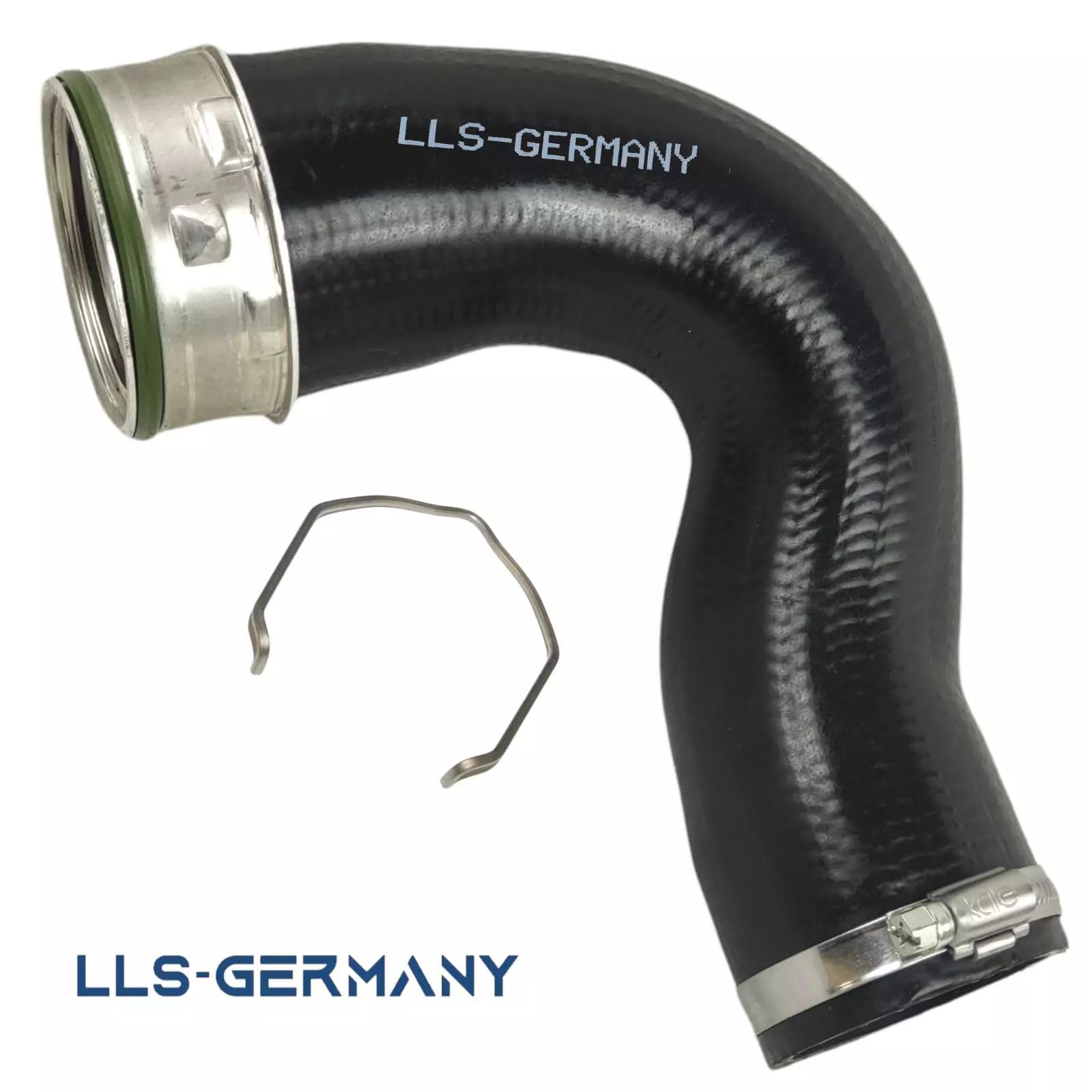 LLS-GERMANY Tubo dell'aria di carica compatibile con Golf IV, Golf IV Variant (1J1, 1J5) 1.9 TDI/1.9 TDI 4.-motion (2000/09-2006/06) 101 PS, OEM: 1J0145838M, 1J0145838T, 1J0145762BJ, con clip di