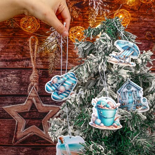 Image of 24 Pcs Nautical Car Air Freshener Bulk Cruise Ship Drift Air Freshener for Auto or Home Hanging Scented Decor Summer Holiday Gifts Bathroom, Ice, Mint, New Car Smell, Individually Wrapped