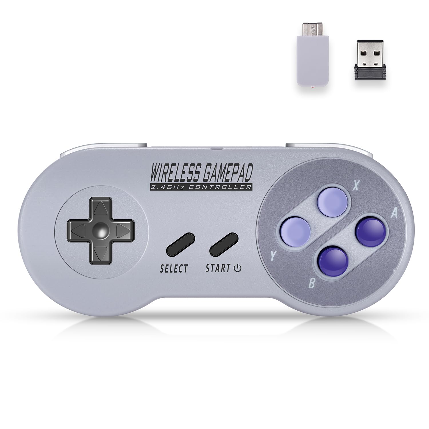 Asopiram Wireless Controller for SNES Classic Switch I, 2-Pack Retro 2.4GHz Gamapad Wireless Joystick for Computer Emulator Windows Laptop/PC/MAC/Raspberry Pi, Rechargeable Controller with USB Receiver - Image 2