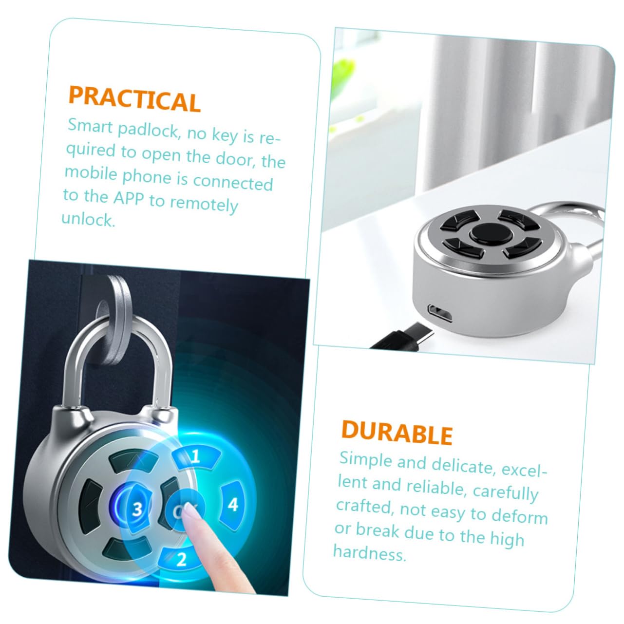 HOMSFOU 3stücke Smart Padlock -fähiges Schloss Für Schließfächer Koffer Und Gepäck Mit -steuerung Und Benutzerdefinierbarem Passwort Für Fitnessstudios Und