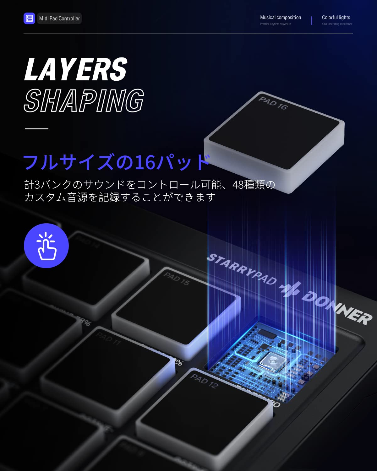 Donner MIDIコントローラー 16パッド Amazon | Donner MIDIコントローラー 16パッド USB Type-c 音楽