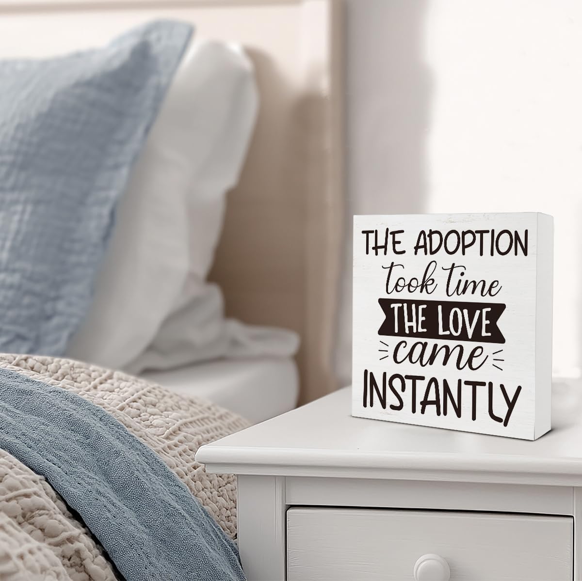 Adoption Gifts for Adoptive Parents Wood Sign Adoption Day Gift for Family, Adoptive Parents Gifts Sign for Home Living Room Bedroom Desk Shelf Wall Table Decoration 5x5 Inch