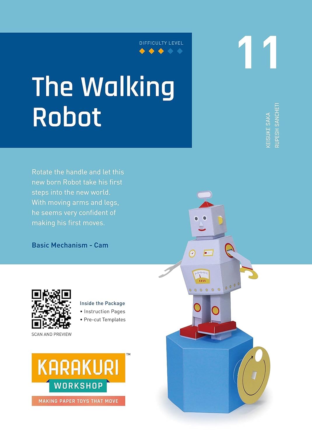 Alphabet Education The Walking Robot - Karakuri Workshop Paper Craft kit with templates to Build Movable 3D Paper Models Using Basic mechanisms Based on STEM Learning or STEAM Education.,Multicolor