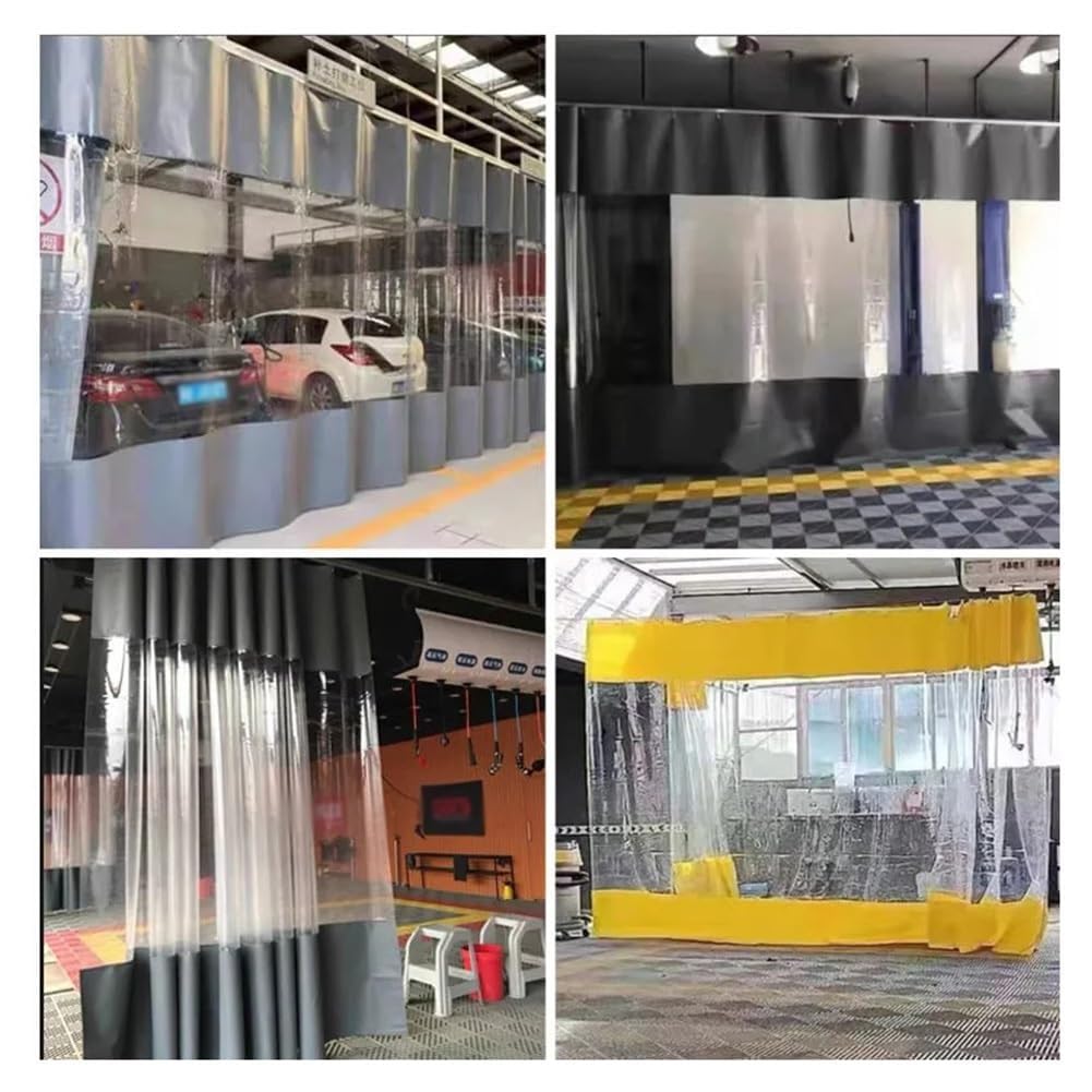 Durchsichtiger Planenvorhang, Robuste, Transparente, Verschiebbare Trennvorhänge, Wasserdichtes Vinyl Mit Ösen For Arbeitsbereiche, Terrasse, Veranda, Autowaschanlage Und Depot(2.4x3m/7.9x9.8ft)
