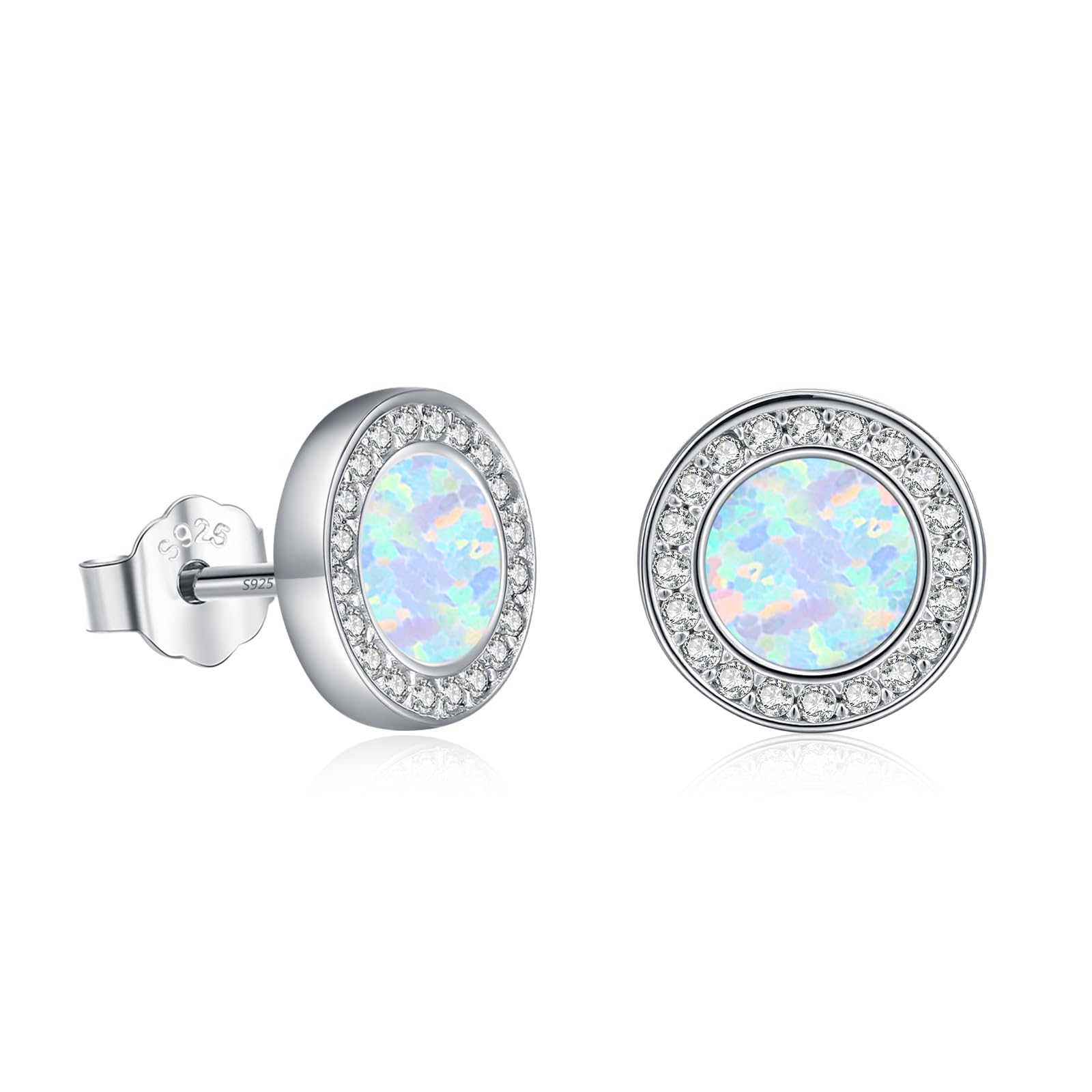 ZIPPICE Mehrfarbig Opal Ohrstecker 925 Sterling Silber Schmuck für Damen