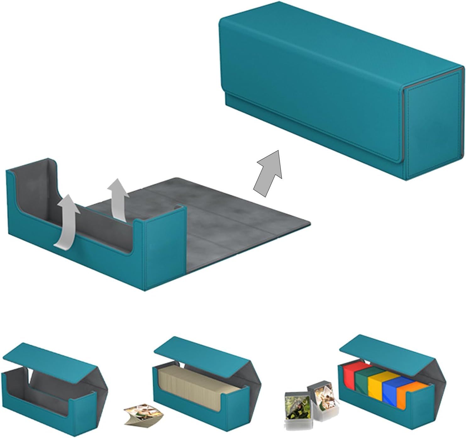 PUレザーデッキゲームカードボックスカードトランプカードのケース保護カードストレージボックストレーディングカードキャリングボックス