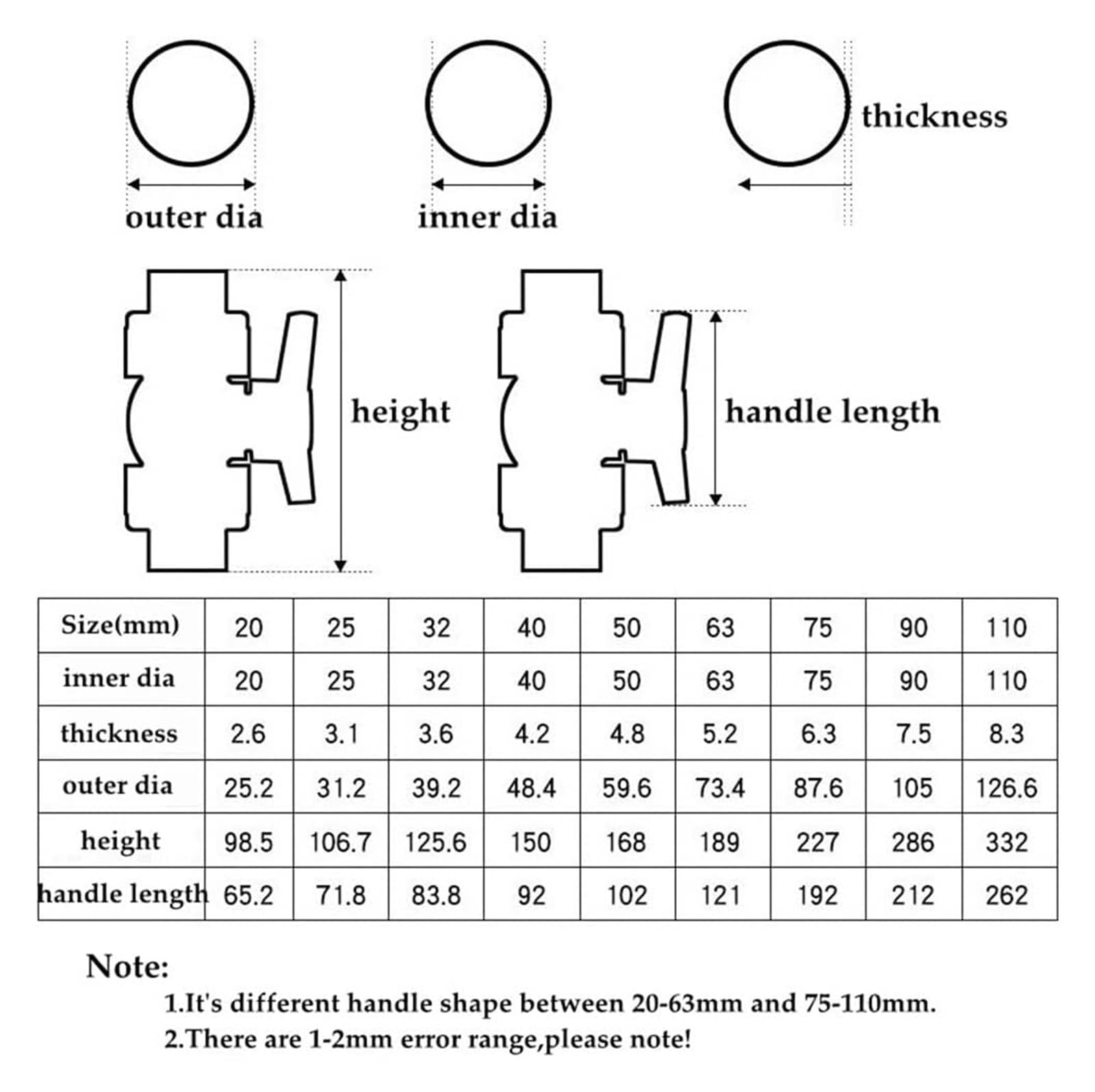 Válvula de bola de doble unión de PVC para acuarios y conectores de riego, compatible con tuberías de diámetro interior de 20 mm a 50 mm