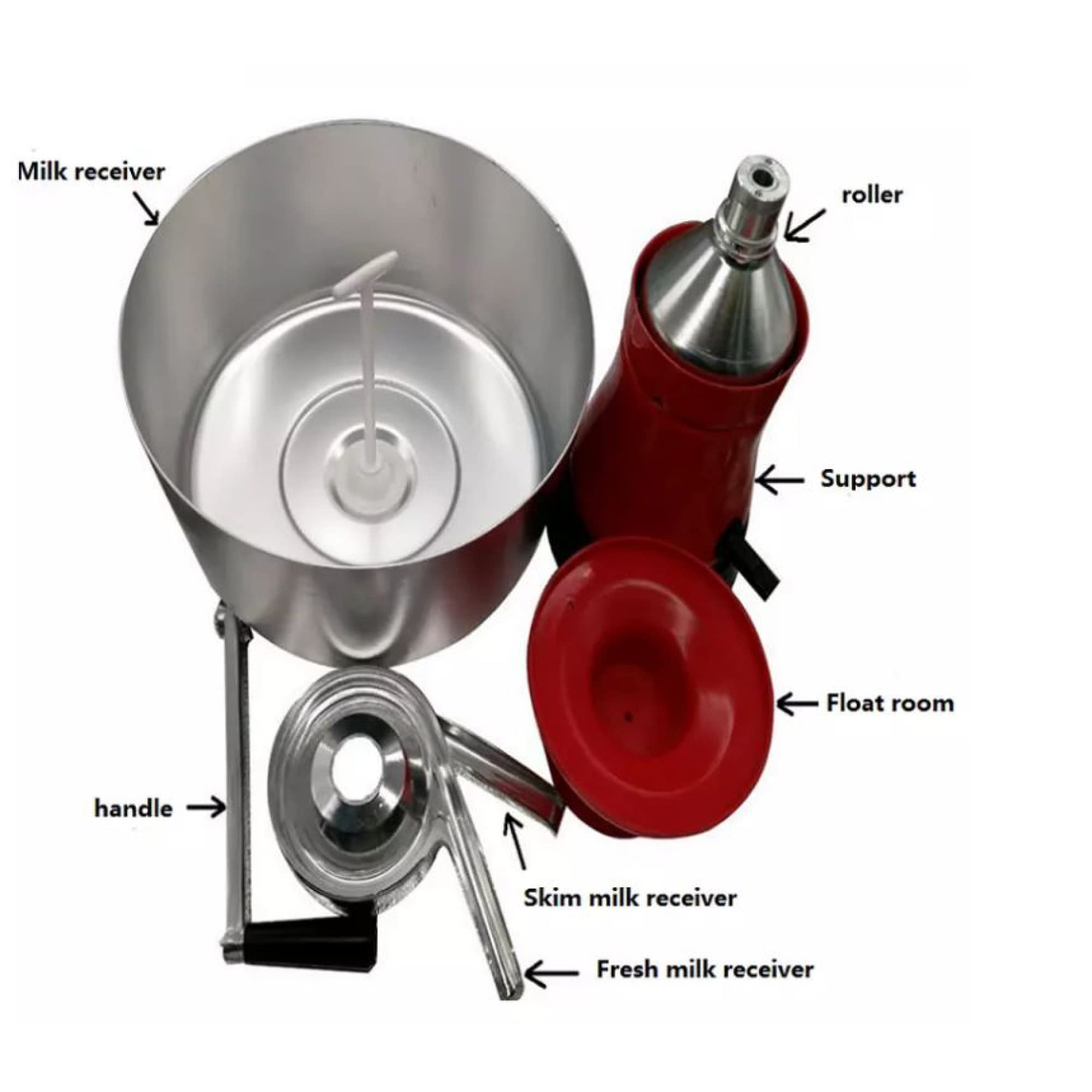 Separador manual de nata/Centrífuga de cocina/Máquina desengrasante para convertir leche cruda o entera en nata y leche desnatada para leche de oveja, leche de cabra u otros productos lácteo
