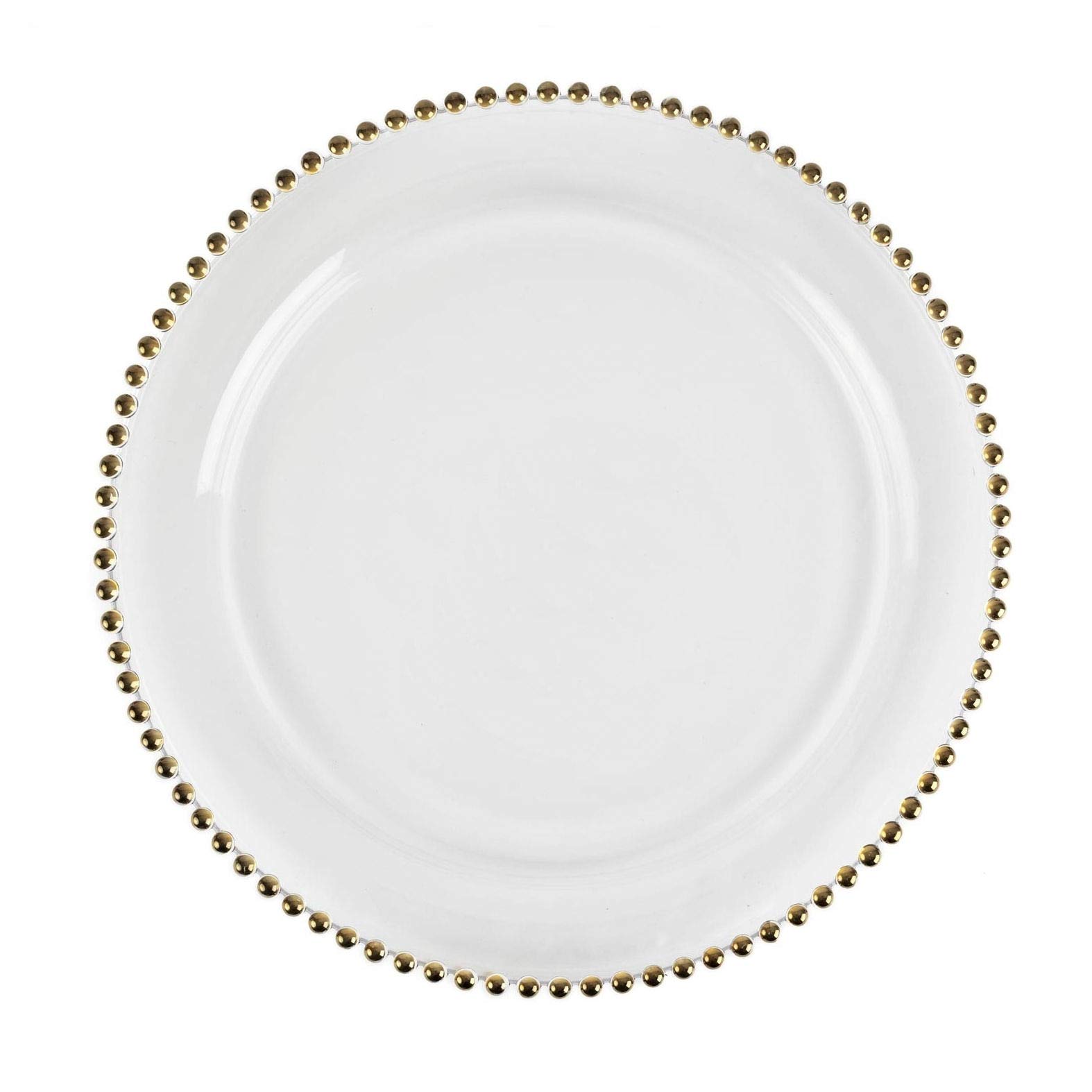 Plate Glass Charger 3 Colours Weddings Events Decor Christmas Dinner (Gold Beaded) — image 1