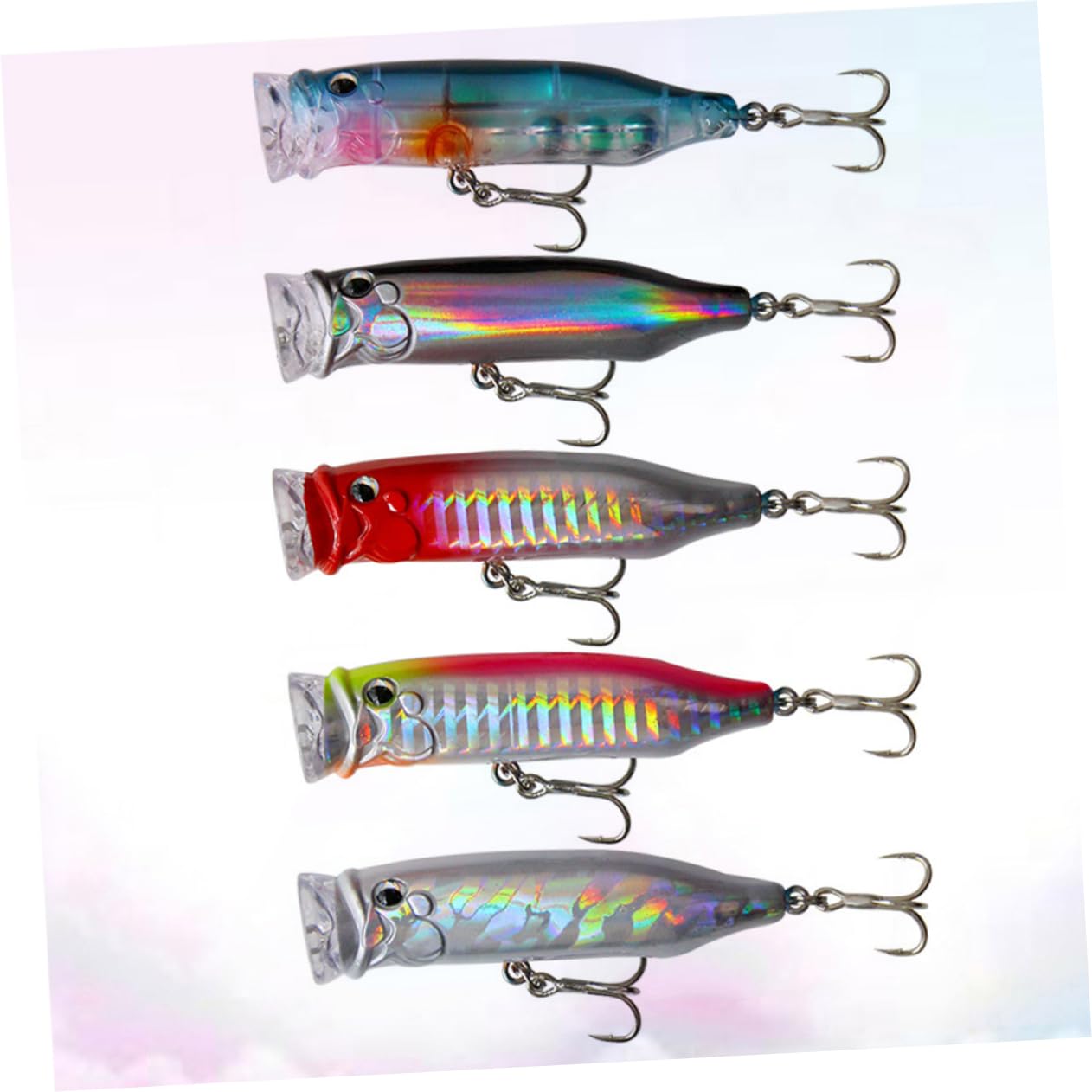 Kisangel 5 Pièces appâts pour la pêche au Poisson leurre de Surface leurres à Truite Fer leurres spinnerbait hameçon Poisson leurre appât Crochet d'appât de pêche engins de pêche Suite 7c