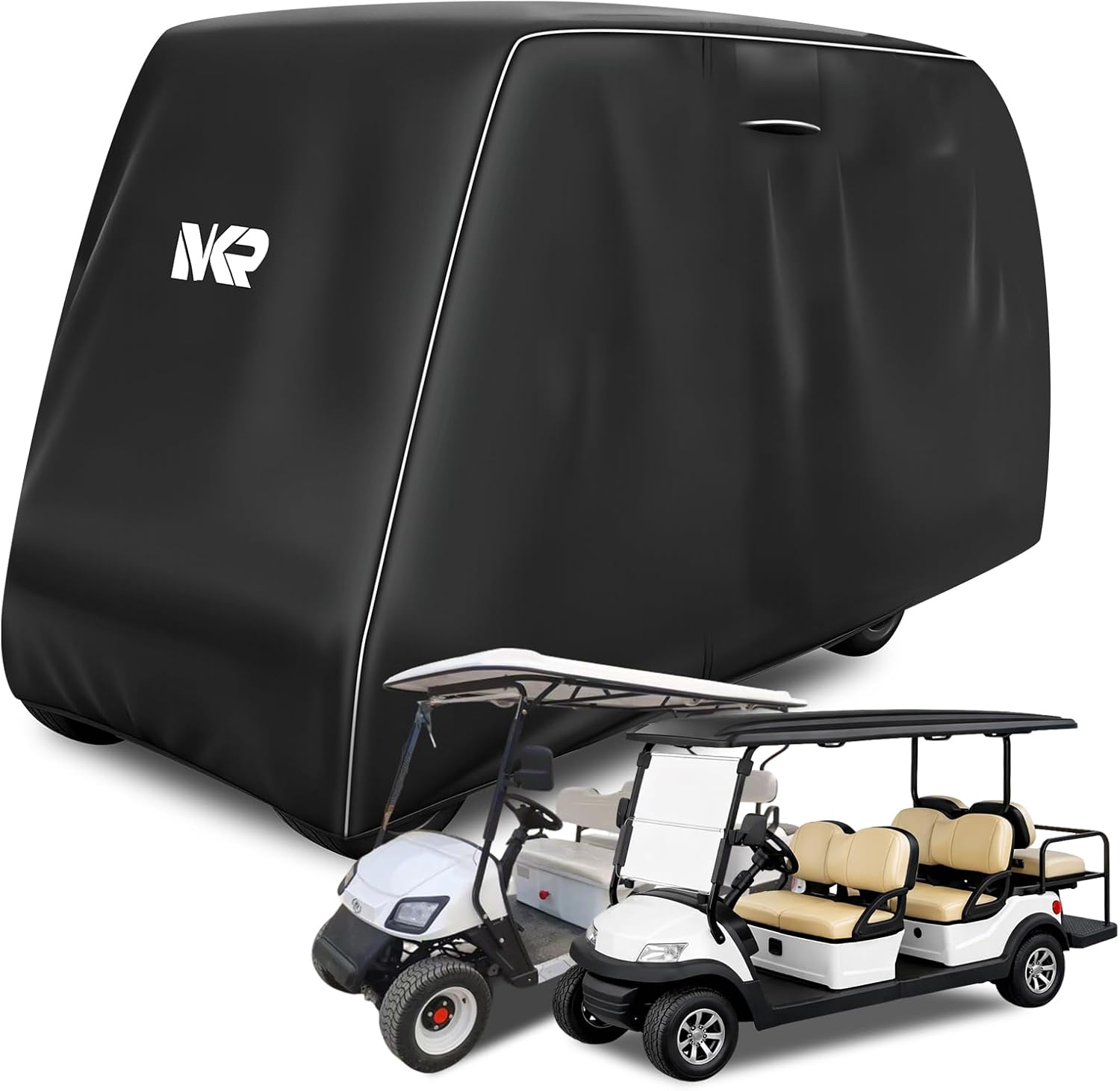 UYA 600D Golf Cart Cover Waterproof Heavy Duty with Reflective Stripes, UV & Windproof, Fits 2/4/6-Passenger Golf Carts, Club Car EZGO Yamaha Cushman