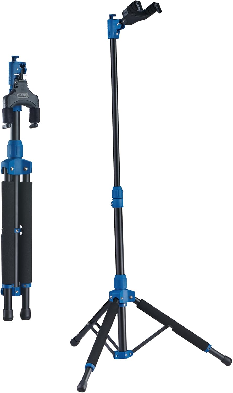 Folding Guitar Stand with Auto-Lock System and Soild Tripod for Single Bass, Acoustic, Electric, Classical Guitar